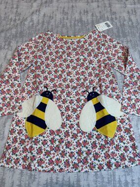 NWT Mini Boden Floral Tunic Bee Applique 5-6Y